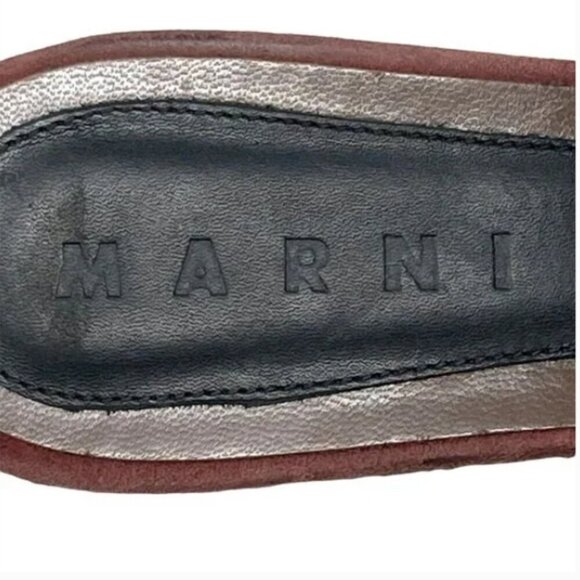 Marni Y2K Wine Suede Peep Toe Slingback Platform Wedges - Size 8.5 - Picture 6 of 7